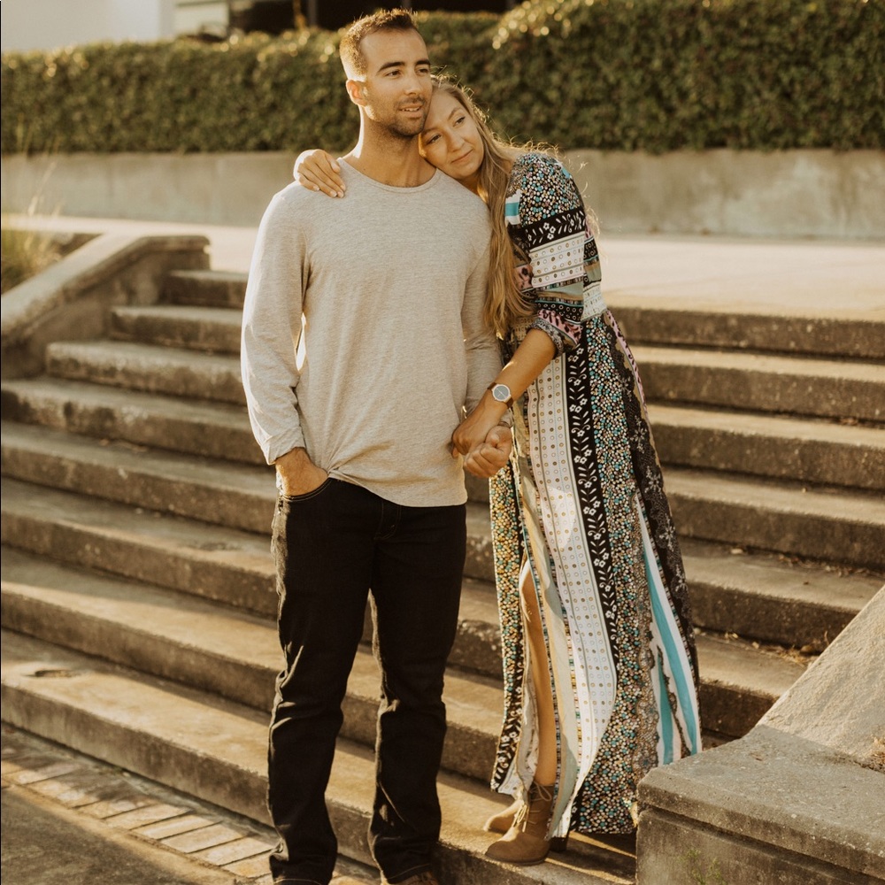 Patterned boho dress with slit